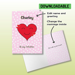 Cartes Pour Fêtes Annuelles Coeur rouge nom personnalisé rose romantique