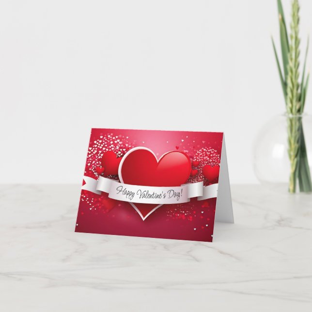 Cartes Pour Fêtes Annuelles Coeur rouge romantique "Heureuse Sainte-Valentin" (Devant)