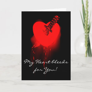 Cartes Pour Fêtes Annuelles Coeur saignant et couteau