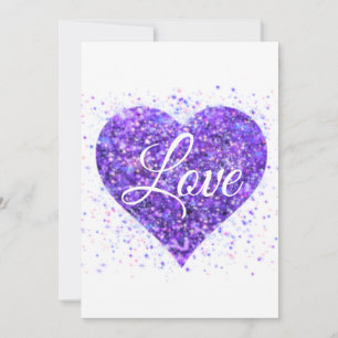 Cartes Pour Fêtes Annuelles Cœur scintillant violet, valentine pailletée d'amo