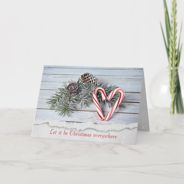 Cartes Pour Fêtes Annuelles Coeur sucre de canne Sur Bois (Devant)