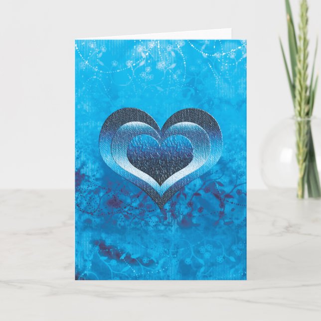 Cartes Pour Fêtes Annuelles Coeur turquoise valentine bleu (Devant)