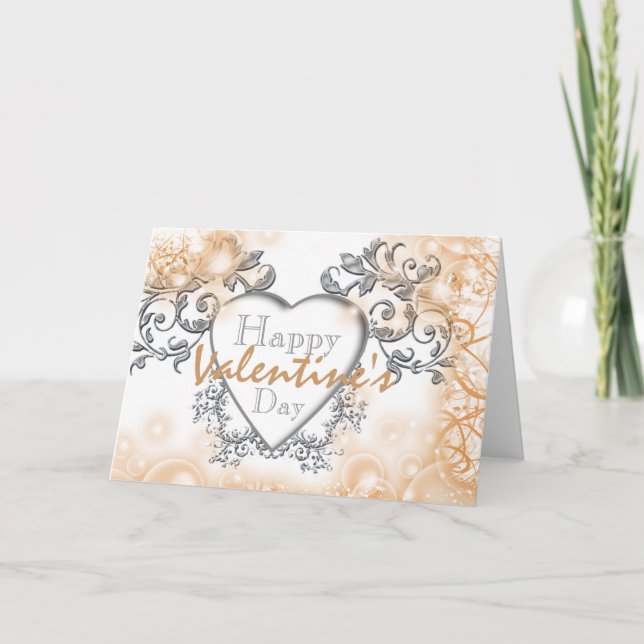 Cartes Pour Fêtes Annuelles Coeur valentin floral victorien (Devant)
