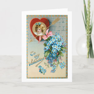 Cartes Pour Fêtes Annuelles Coeur vintage Valentin, Flèche & Ne-Me-Pas-Oublier