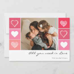 Cartes Pour Fêtes Annuelles Coeurs blancs modernes rouge et rose photo Valenti