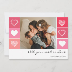 Cartes Pour Fêtes Annuelles Coeurs blancs modernes rouge et rose photo Valenti