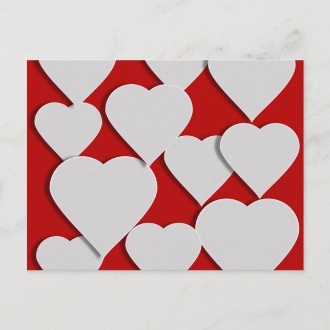 Cartes Pour Fêtes Annuelles Coeurs blancs sur la Saint-Valentin rouge (Devant)