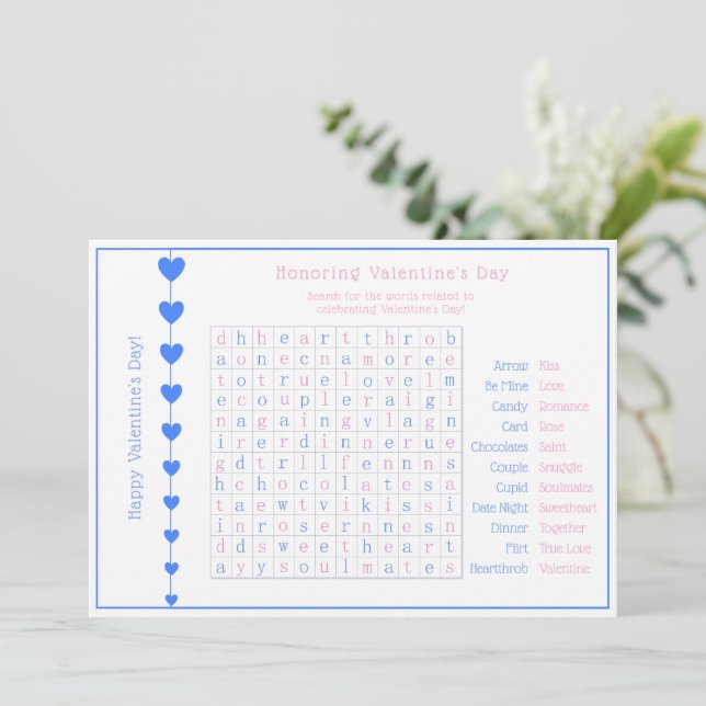 Cartes Pour Fêtes Annuelles Coeurs bleus personnalisés Puzzle Saint Valentin (Debout devant)