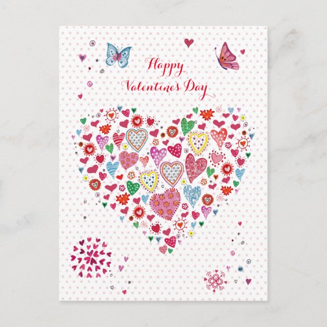Cartes Pour Fêtes Annuelles Coeurs Coeurs de Saint-Valentin rouge et rose (Devant)