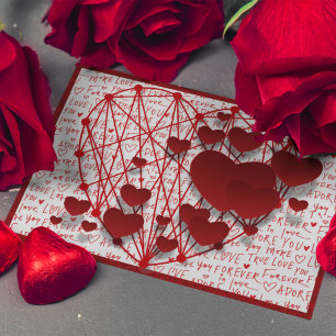 Cartes Pour Fêtes Annuelles Coeurs connectés avec des mots romantiques Saint V