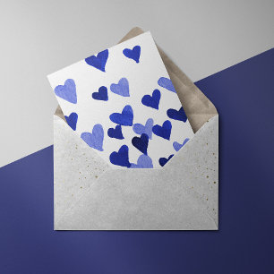 Cartes Pour Fêtes Annuelles Coeurs d'aquarelle de la Saint-Valentin - bleu