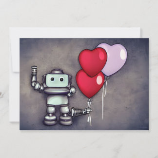 Cartes Pour Fêtes Annuelles Cœurs de ballons de robot d'IA Saint-Valentin