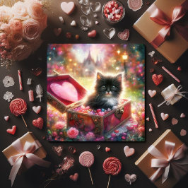 Cartes Pour Fêtes Annuelles Coeurs de bonbons rose rouge Tuxedo Kitten Valenti