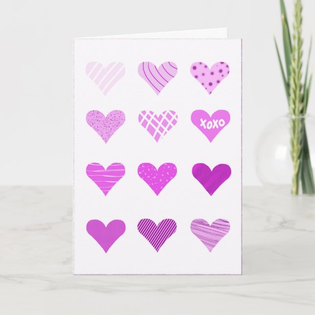 Cartes Pour Fêtes Annuelles Coeurs de Doodle (Devant)