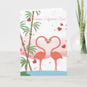Cartes Pour Fêtes Annuelles Coeurs de Flamant rose mignons Heureuses Saintes-V