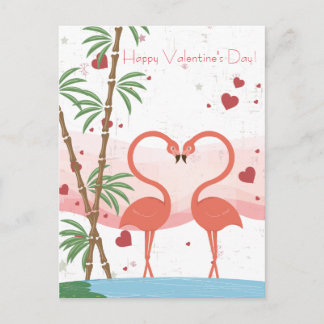 Cartes Pour Fêtes Annuelles Coeurs de Flamant rose mignons Heureuses Saintes-V