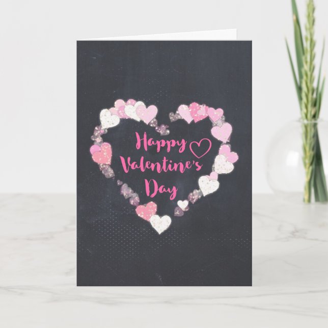 Cartes Pour Fêtes Annuelles Coeurs de la Glitterie Heureuse Sainte-Valentin en (Devant)