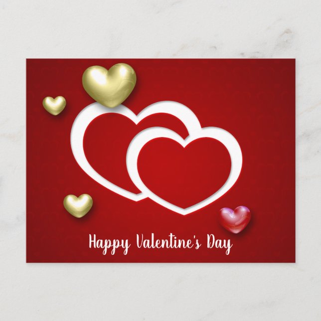 Cartes Pour Fêtes Annuelles Coeurs de la Saint Valentin Rouge moderne (Devant)