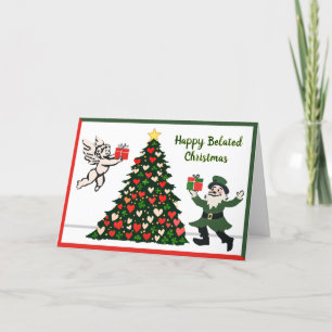 Cartes Pour Fêtes Annuelles Cœurs de Noël tardifs et trèfles