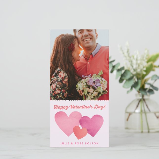 Cartes Pour Fêtes Annuelles Coeurs de papier rose Skinny Saint-Valentin (Debout devant)