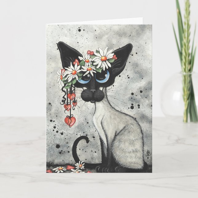 Cartes Pour Fêtes Annuelles Coeurs de Saint-Valentin siamois (Devant)
