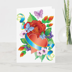 Cartes Pour Fêtes Annuelles Coeurs de tatouage rose