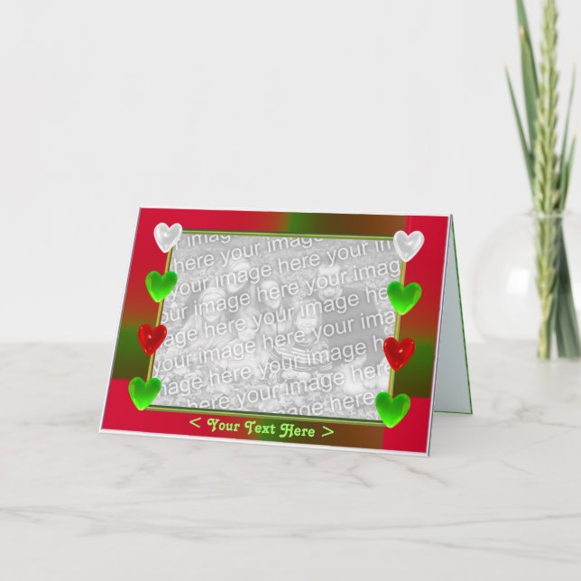 Cartes Pour Fêtes Annuelles Coeurs de vacances Large (cadre photo) (Devant)