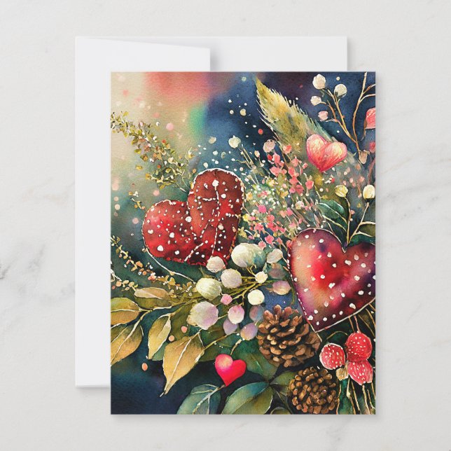 Cartes Pour Fêtes Annuelles Coeurs de valentine botanique (Devant)