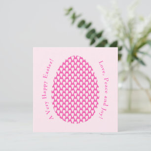 Cartes Pour Fêtes Annuelles Coeurs élégants Oeuf Art moderne Pâques rose rose 
