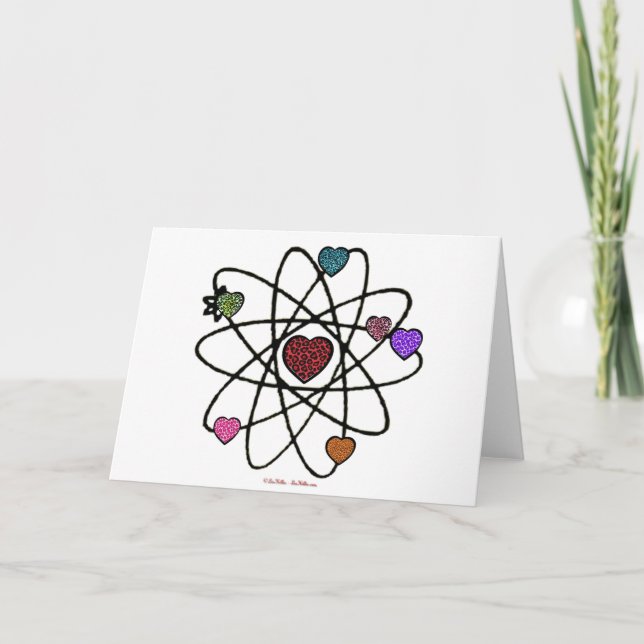 Cartes Pour Fêtes Annuelles Coeurs Empreintes de léopard de Valentine atomique (Devant)