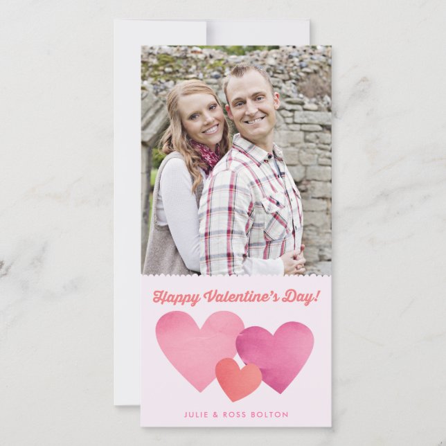 Cartes Pour Fêtes Annuelles Coeurs en papier rose Saint-Valentin (Devant)