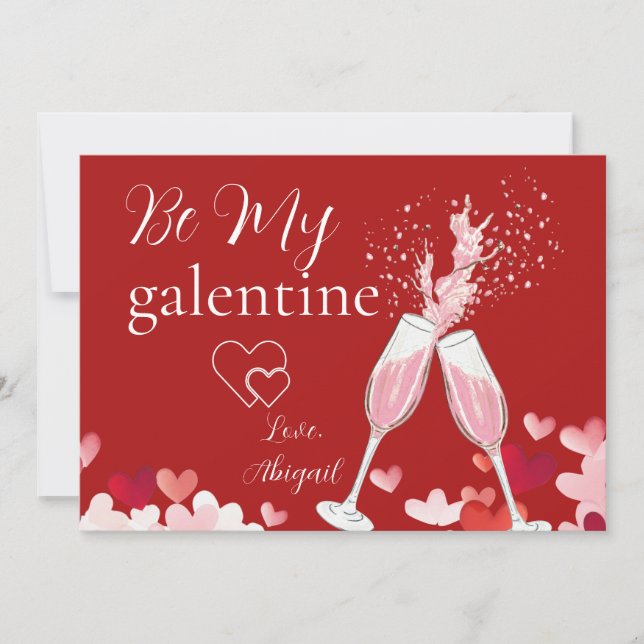 Cartes Pour Fêtes Annuelles Coeurs et champagne Be My Galentine Card (Devant)