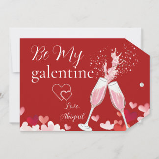 Cartes Pour Fêtes Annuelles Coeurs et champagne Be My Galentine Card