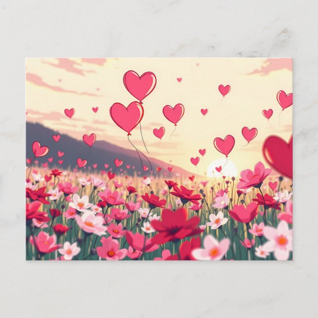 Cartes Pour Fêtes Annuelles Coeurs et fleurs de la Saint Valentin (Devant)