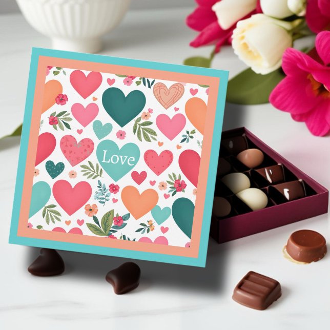 Cartes Pour Fêtes Annuelles Coeurs et fleurs tropicaux Saint Valentin (Créateur téléchargé)