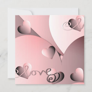 Cartes Pour Fêtes Annuelles Coeurs "Love" & "Heureuse Sainte-Valentin" Pink3D