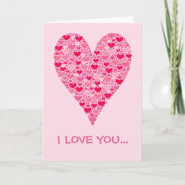 Cartes Pour Fêtes Annuelles Coeurs minuscules Grand Coeur sur Valentines Roses (Devant)
