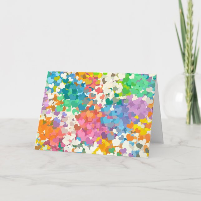 Cartes Pour Fêtes Annuelles Coeurs Pastel Confetti (Devant)
