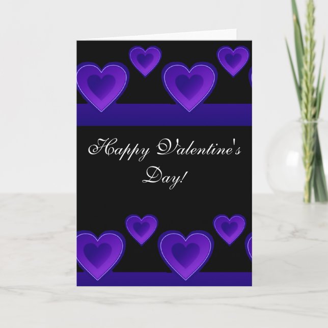 Cartes Pour Fêtes Annuelles Coeurs pourpre Heureuse Sainte-Valentin saluant Ca (Devant)