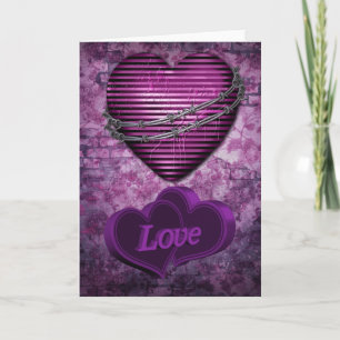 Cartes Pour Fêtes Annuelles Coeurs pourpres d'amour