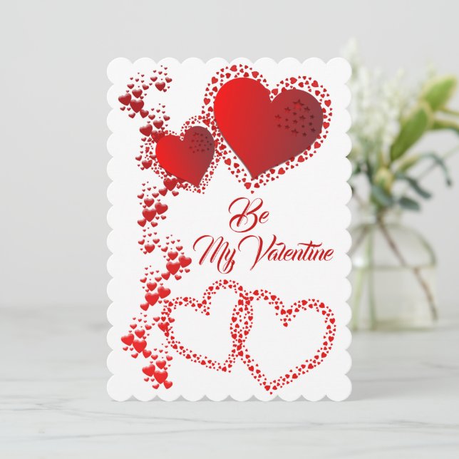 Cartes Pour Fêtes Annuelles Coeurs romantiques Citation personnalisée Be My Va (Debout devant)