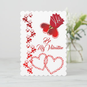 Cartes Pour Fêtes Annuelles Coeurs romantiques Rose rouge Be My Valentine