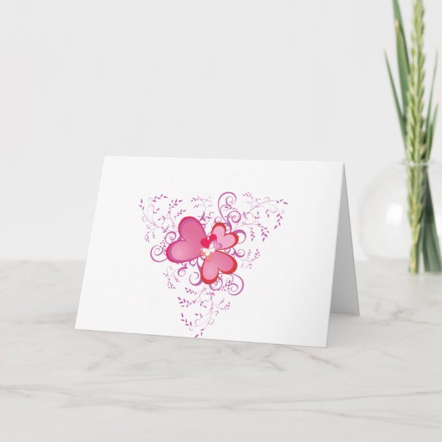 Cartes Pour Fêtes Annuelles Coeurs roses (Devant)