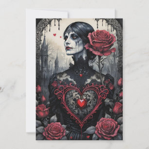 Cartes Pour Fêtes Annuelles Cœurs roses de la Saint-Valentin victorienne gothi