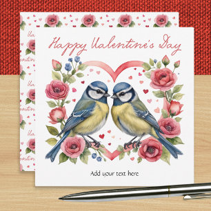 Cartes Pour Fêtes Annuelles Cœurs, Roses et Oiseaux   La Saint-Valentin
