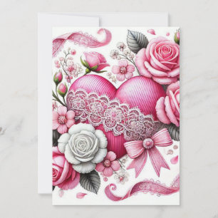 Cartes Pour Fêtes Annuelles Cœurs roses floraux coquets pour amis Saint-Valent