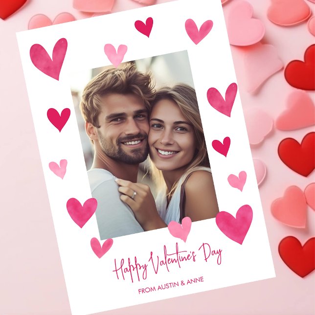 Cartes Pour Fêtes Annuelles Cœurs roses Joyuse Saint-Valentin photo (Créateur téléchargé)