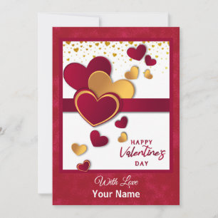 Cartes Pour Fêtes Annuelles Cœurs rouges et dorés élégants pour la Saint-Valen