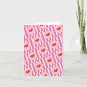 Cartes Pour Fêtes Annuelles Coeurs rouges mignons et rayures roses chaudes Sai
