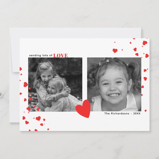 Cartes Pour Fêtes Annuelles Coeurs rouges modernes Saint Valentin Photo person (Devant)